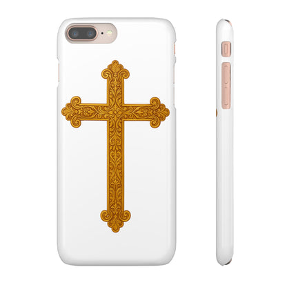 White iPhone Snap Case – Gold Cross Design