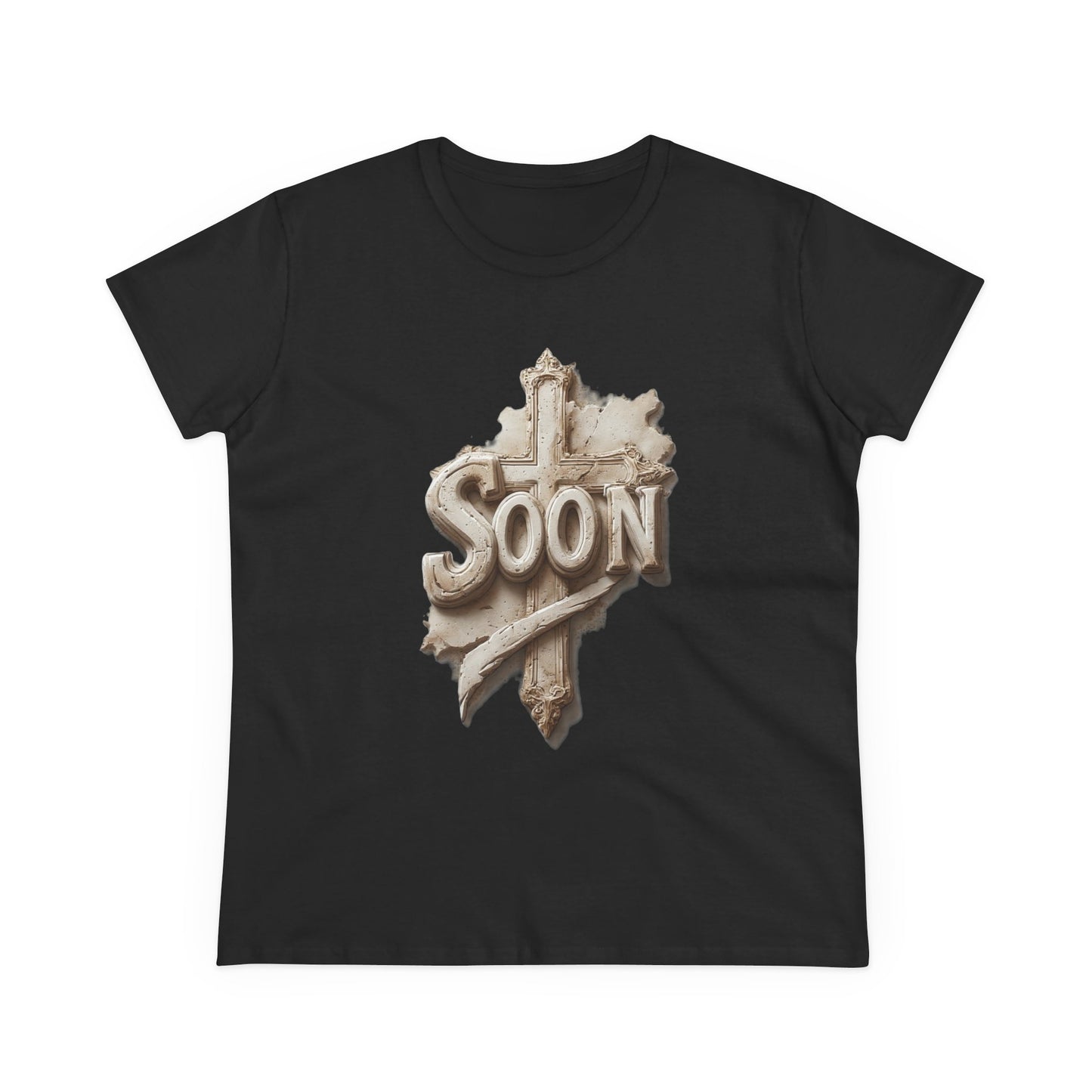 “Soon” Cross Women’s Christian Tee – Bold Faith Made Beautiful