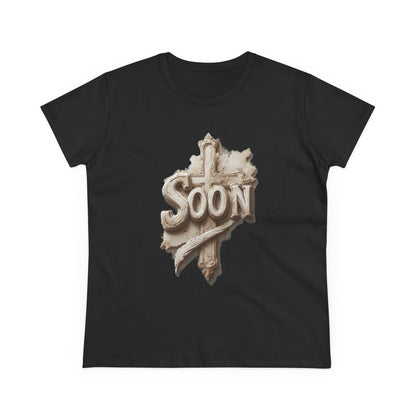 “Soon” Cross Women’s Christian Tee – Bold Faith Made Beautiful