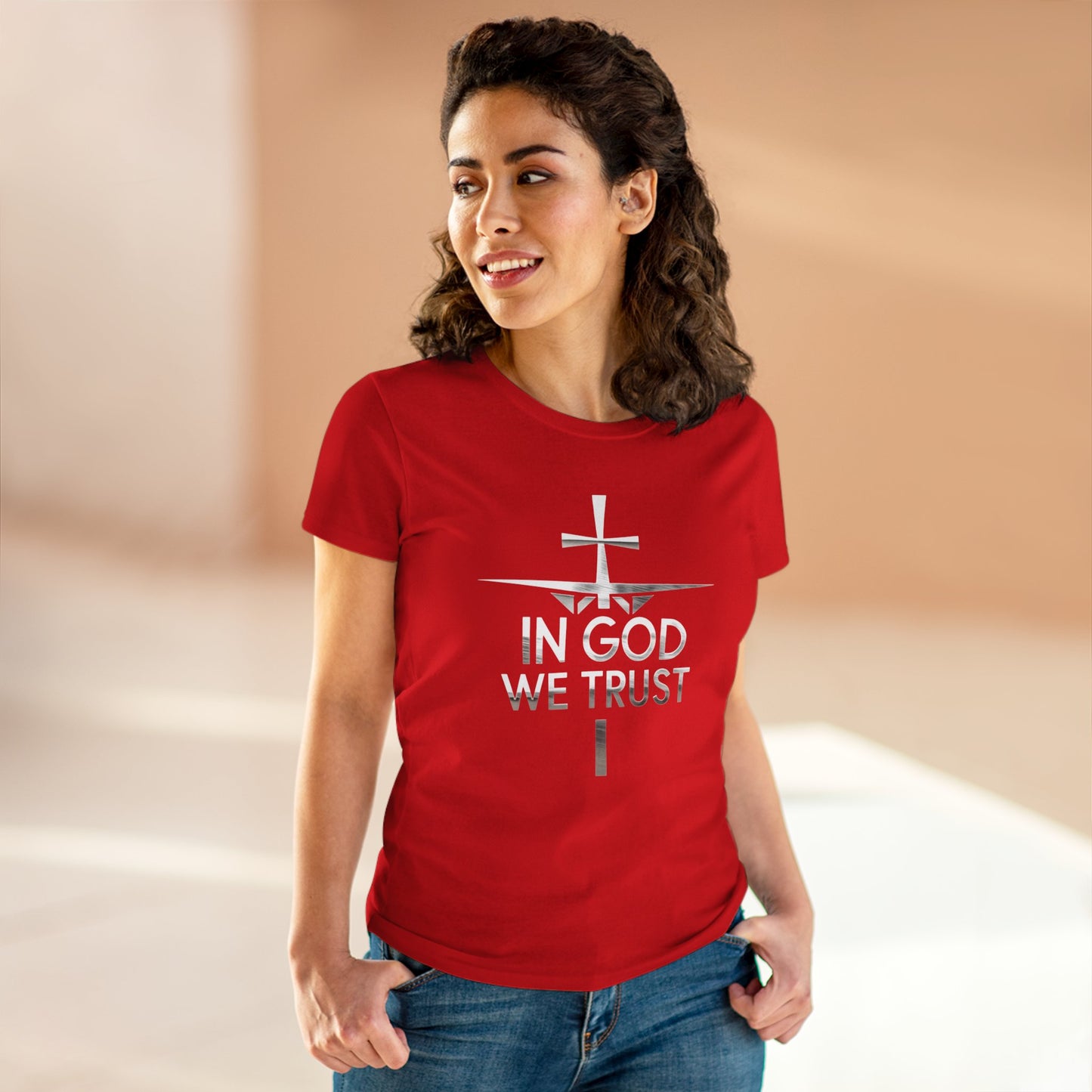 In God We Trust | Women’s Christian Tee with Scripture Back Print