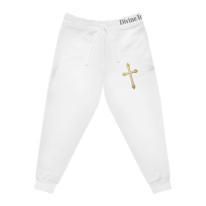 Men’s Modern Gold Cross Jogger Pants – Comfortable Faith-Inspired Style
