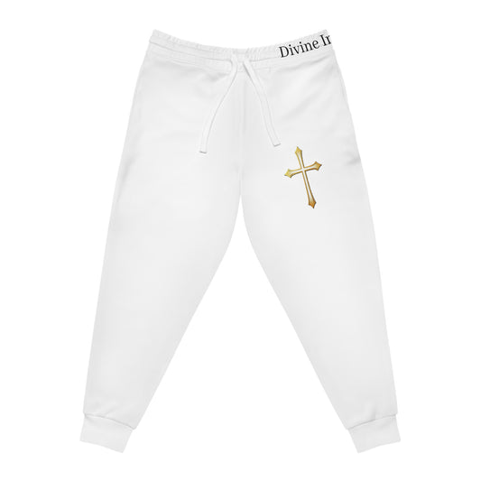 Men’s Modern Gold Cross Jogger Pants – Comfortable Faith-Inspired Style