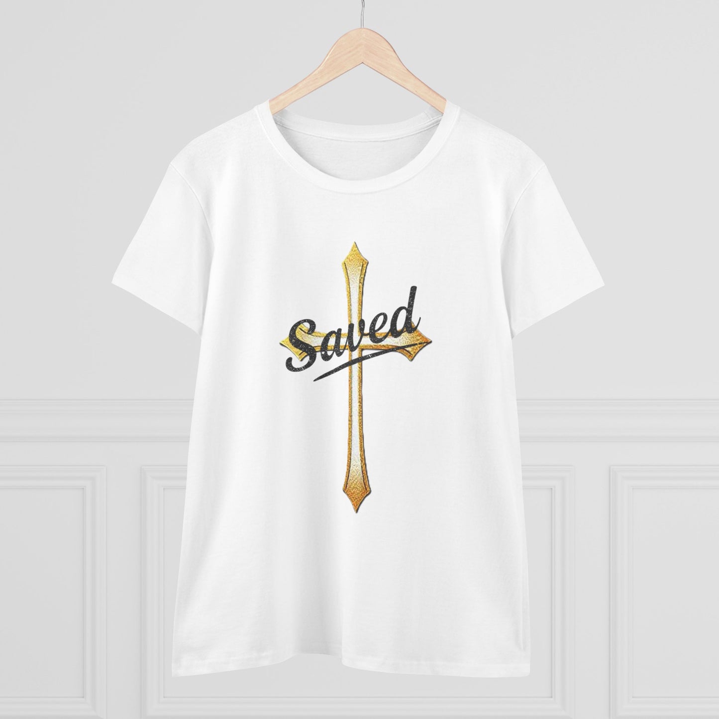 Saved Women’s Tee – Christian Faith Shirt with Cross Design