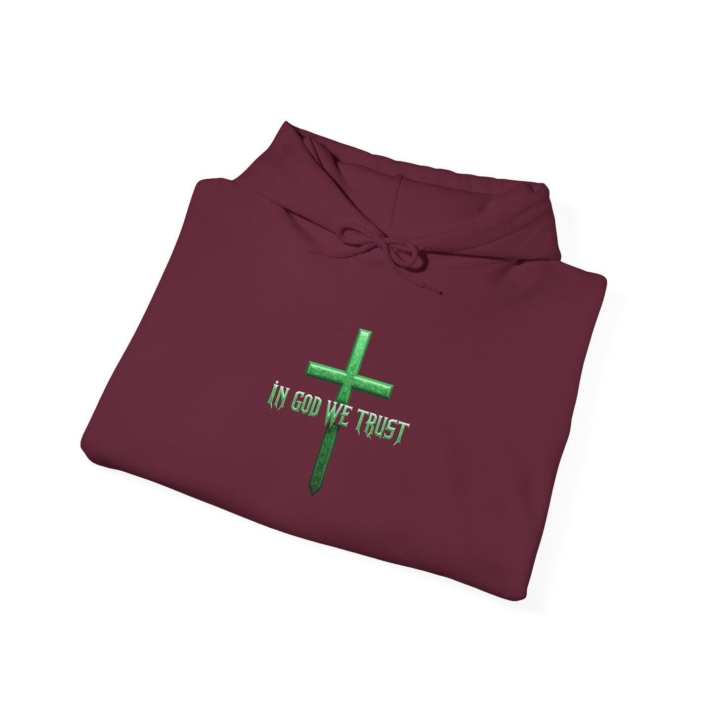 In God We Trust – Men’s Christian Hoodie (Green Design)