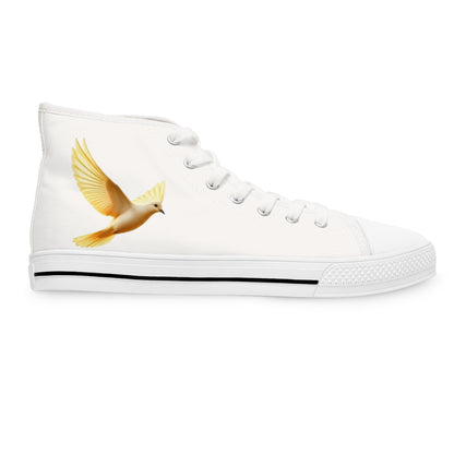 Rise in Grace – Women’s High-Top Canvas Sneakers with Dove Design