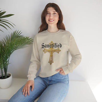 Sanctified Women's Gothic Cross Sweatshirt – Elegant Faith Wear