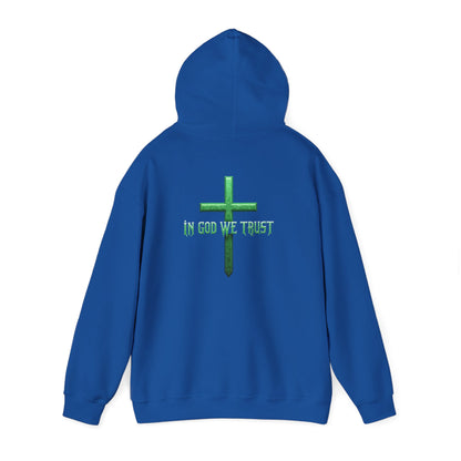 In God We Trust – Men’s Christian Hoodie (Green Design)