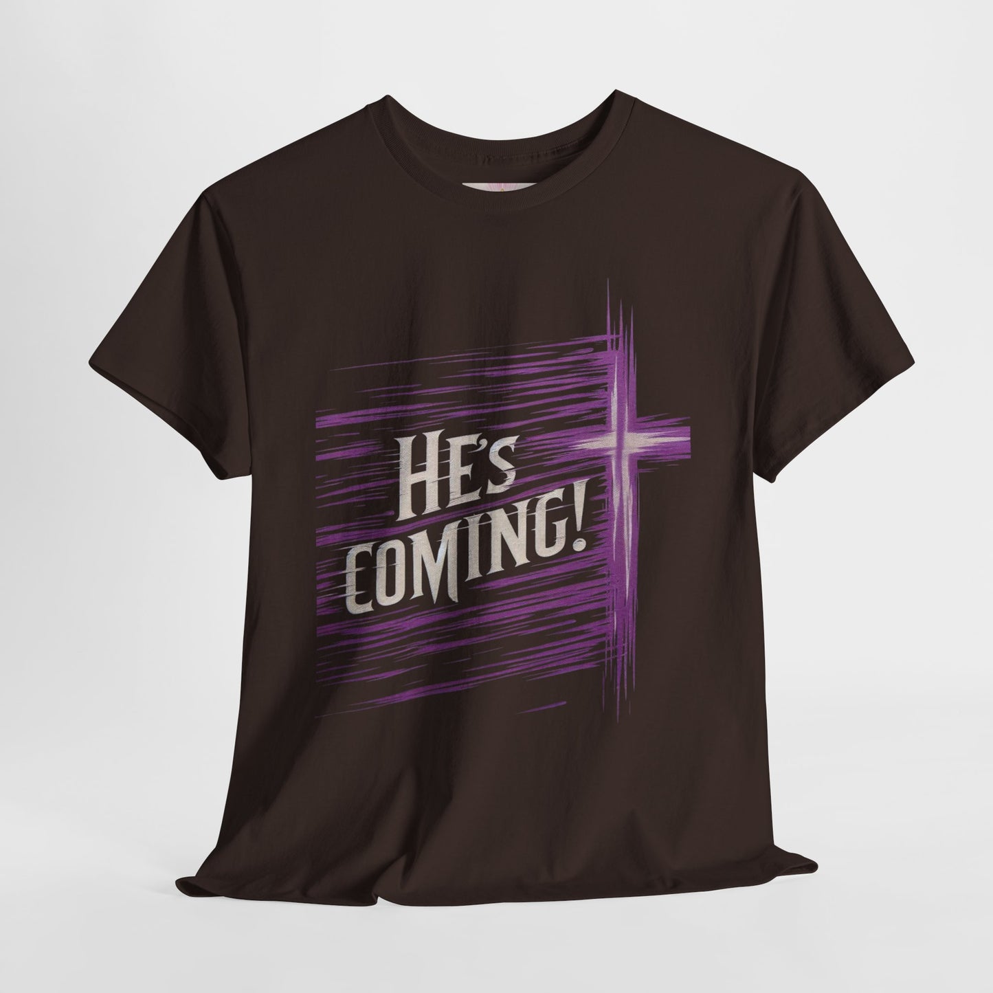 He’s Coming – Bold Christian Men’s Tee with Cross Symbol