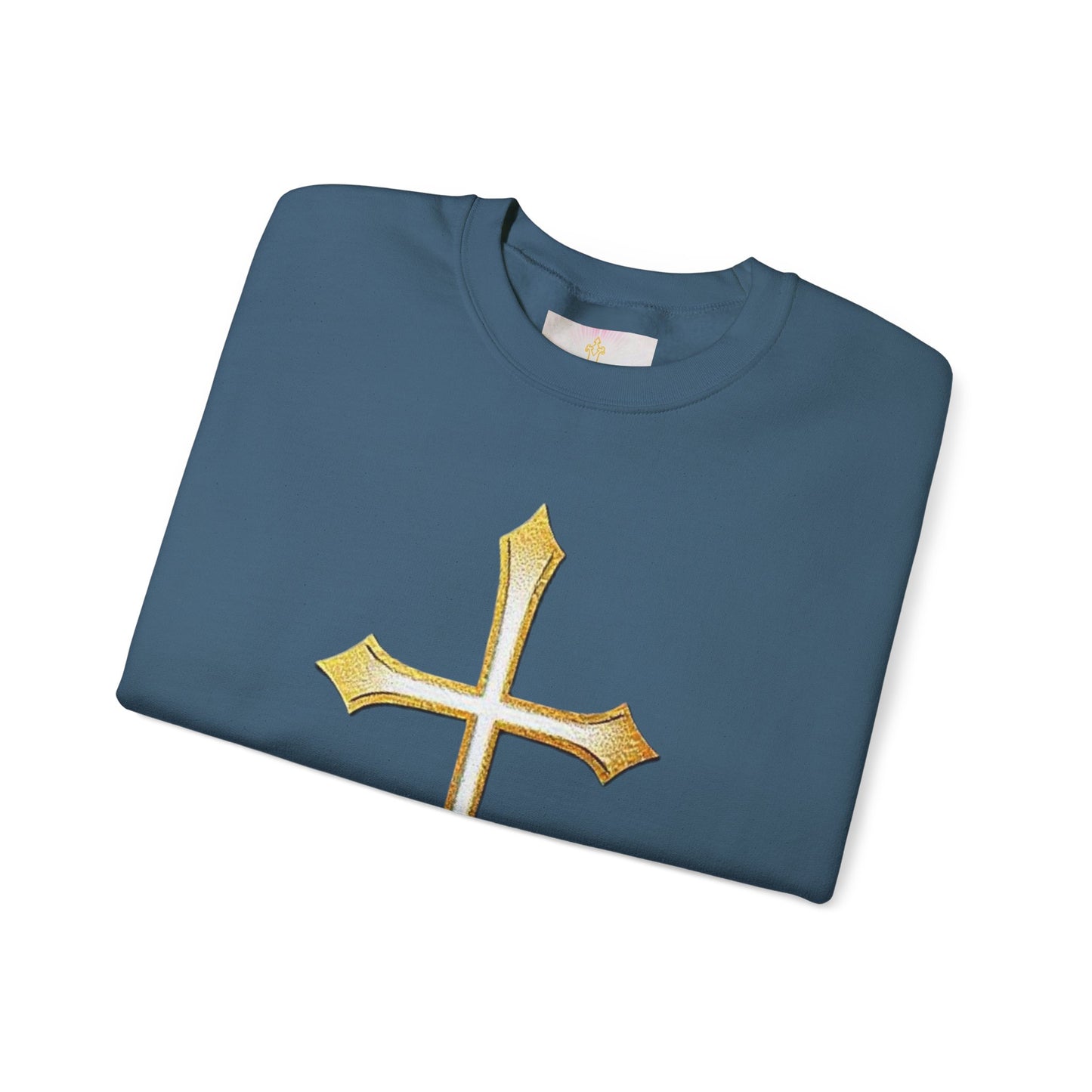 Men’s Gold Cross Sweatshirt – Bold Christian Faith Apparel