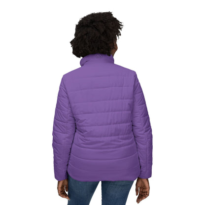Blooming Faith Women’s Puffer Jacket in Mauve – Floral Cross Crest