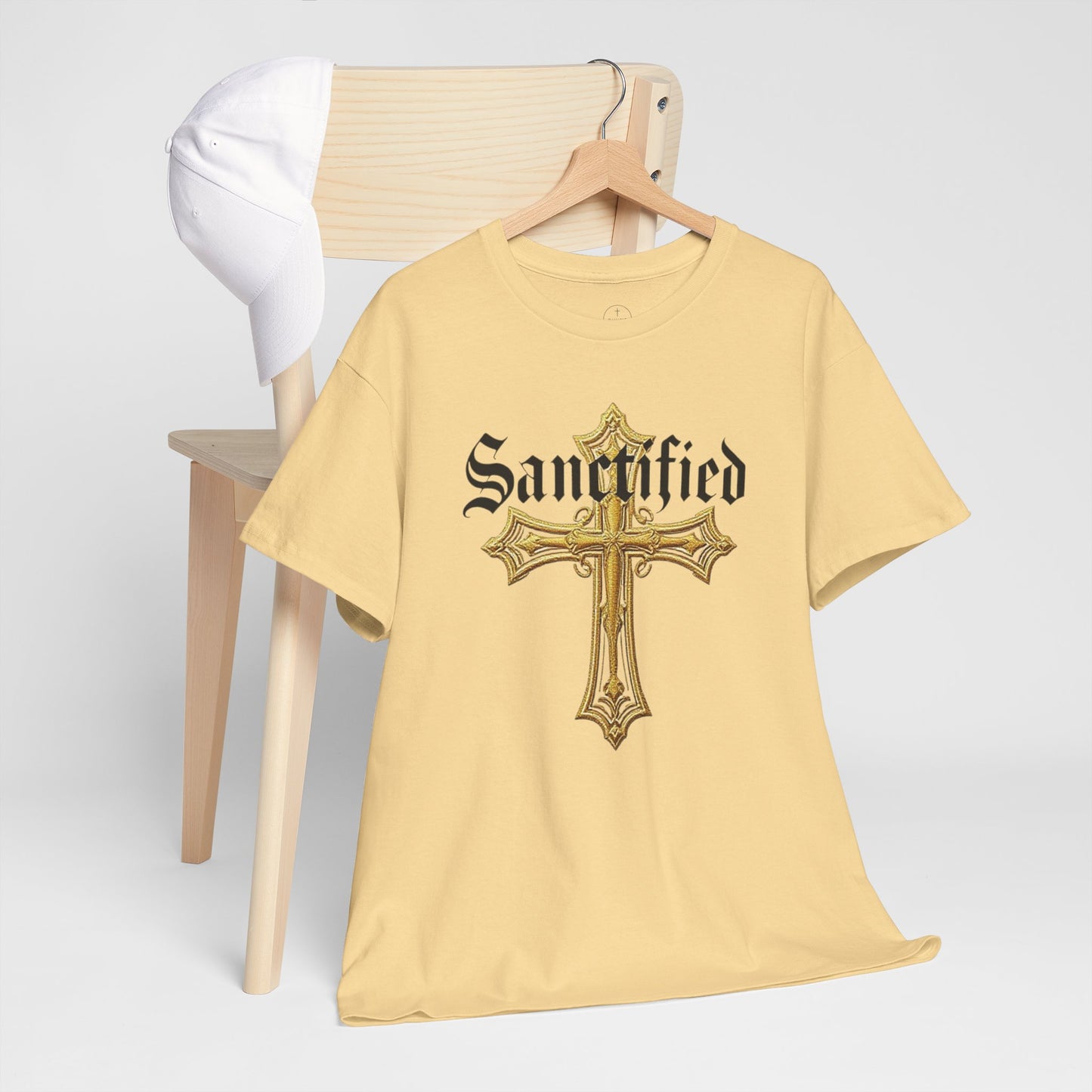 Sanctified Men's Gothic Cross T-Shirt – Faith in Bold Elegance
