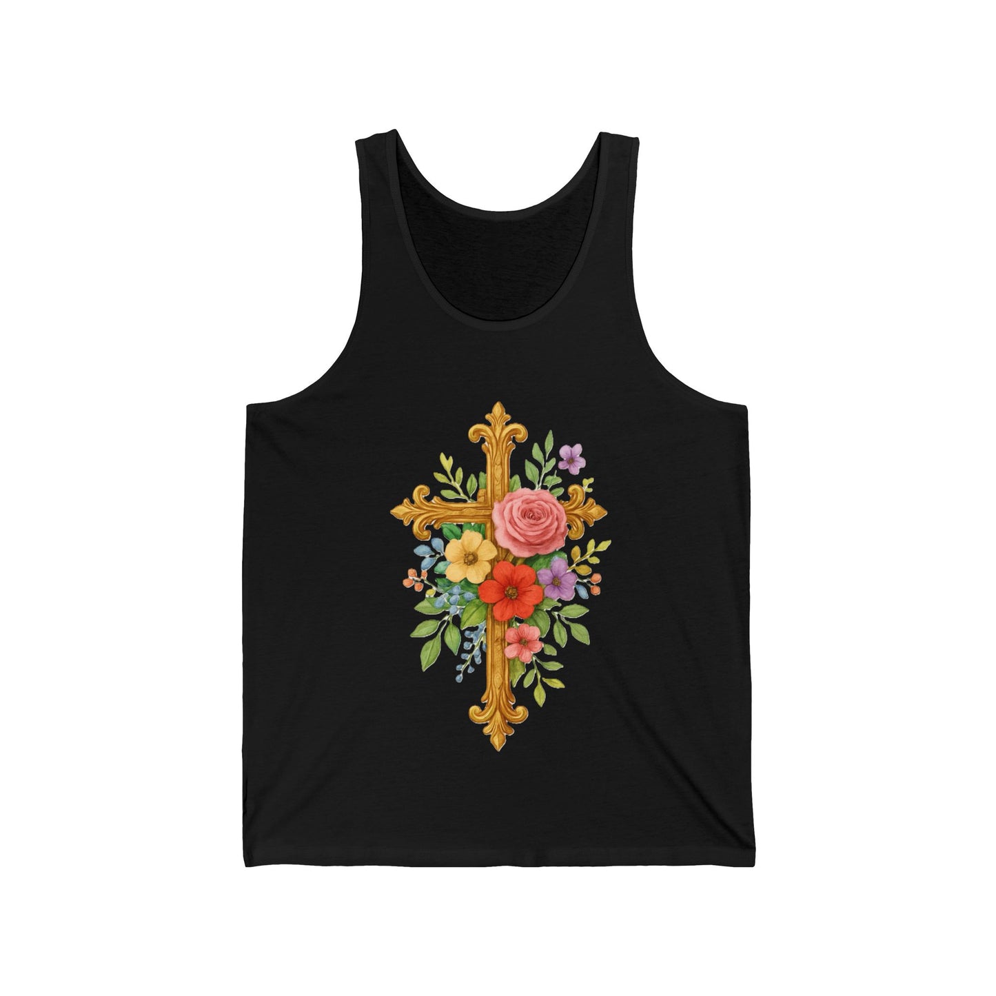 Floral Cross Women’s Tank Top – Faith That Shines