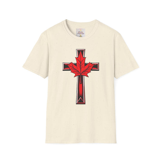 Faith and Freedom – Women’s Christian T-Shirt with Maple Leaf Cross