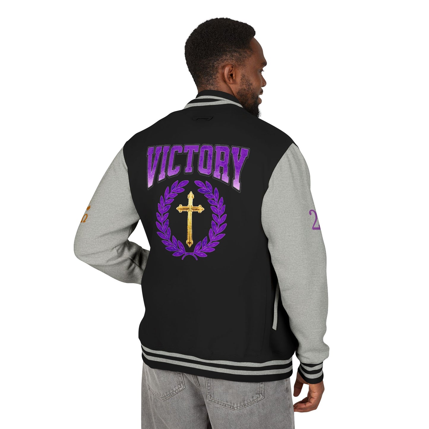 Victory in Christ Men’s Letterman Jacket – Sealed in Faith