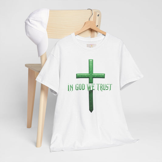 Bold Faith – Men’s Christian “In God We Trust” Cross Tee