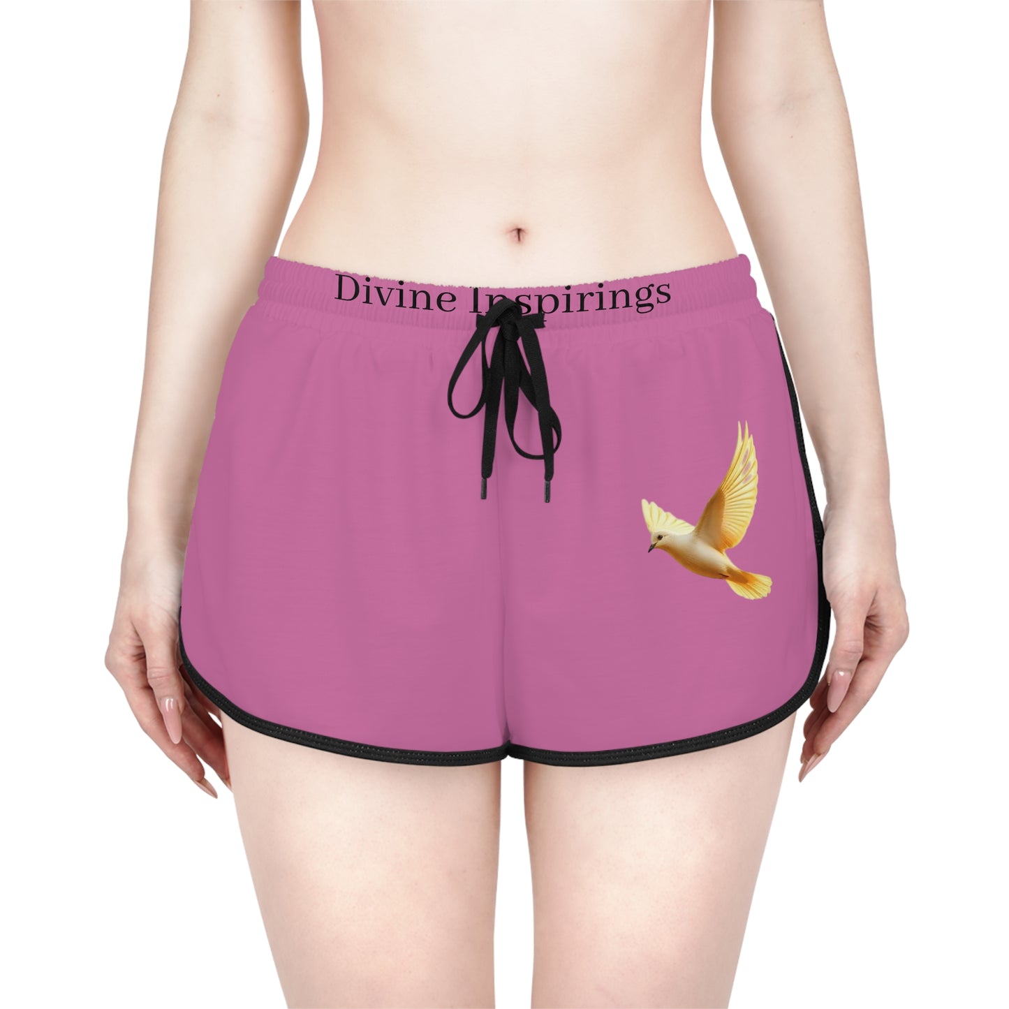 Peaceful Spirit Women's Shorts in Pink with Dove in Flight Design