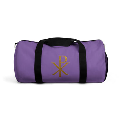 Women's Christ’s Victory Duffle Bag in Purple – Chi Rho Symbol