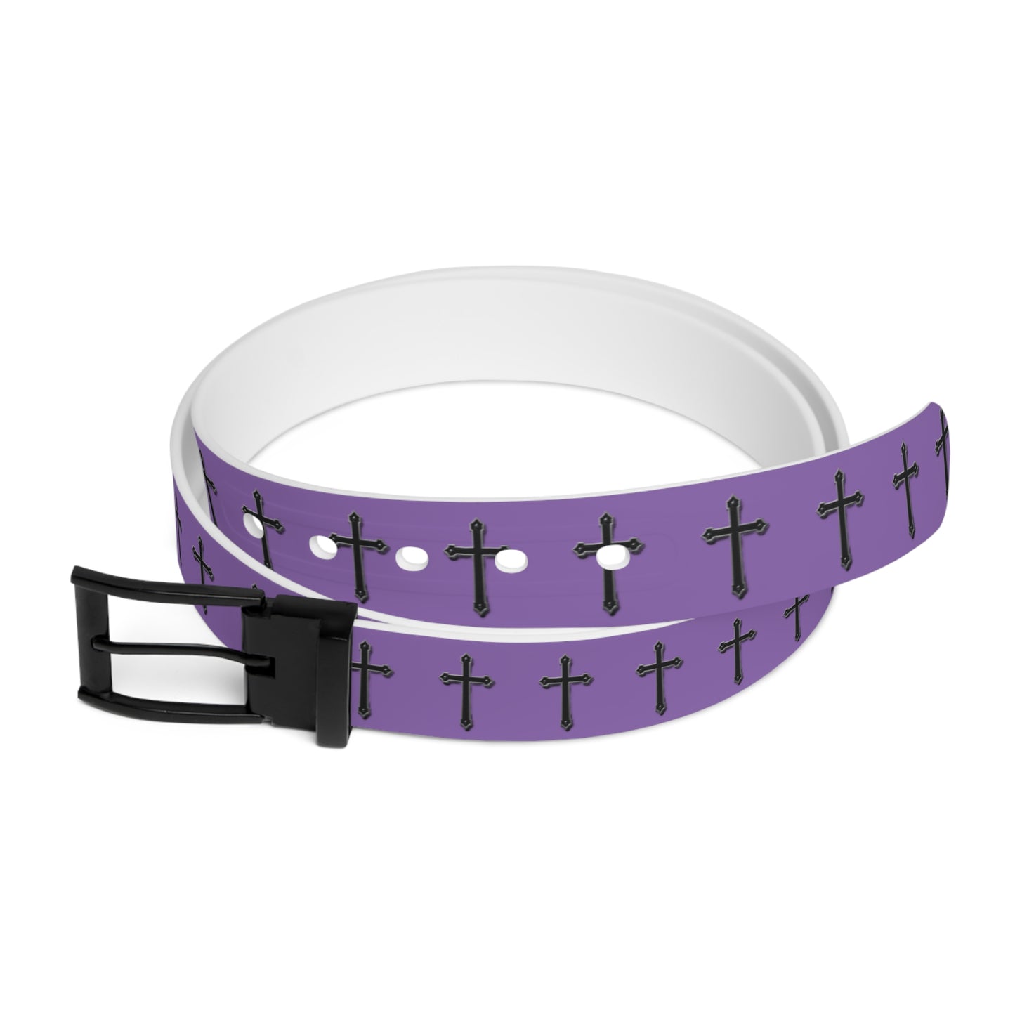 Shield of Faith Belt in Mauve – Black Cross Pattern