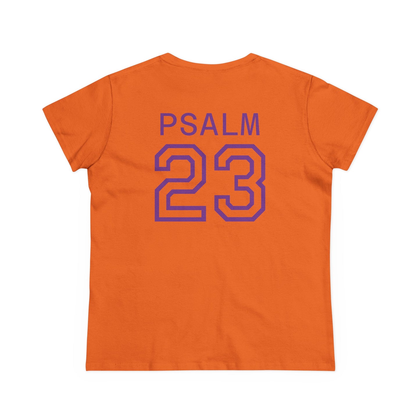 Psalm 23 Women’s Tee – Inspired Sports-Style Shirt (Purple Numbering)