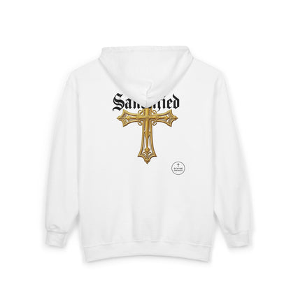 Sanctified Men's Gothic Cross Zip-Up Hoodie – Faith in Comfort
