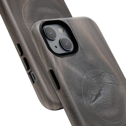 Faith Rooted in Strength – Dark Wood Grain iPhone Magnetic Tough Case