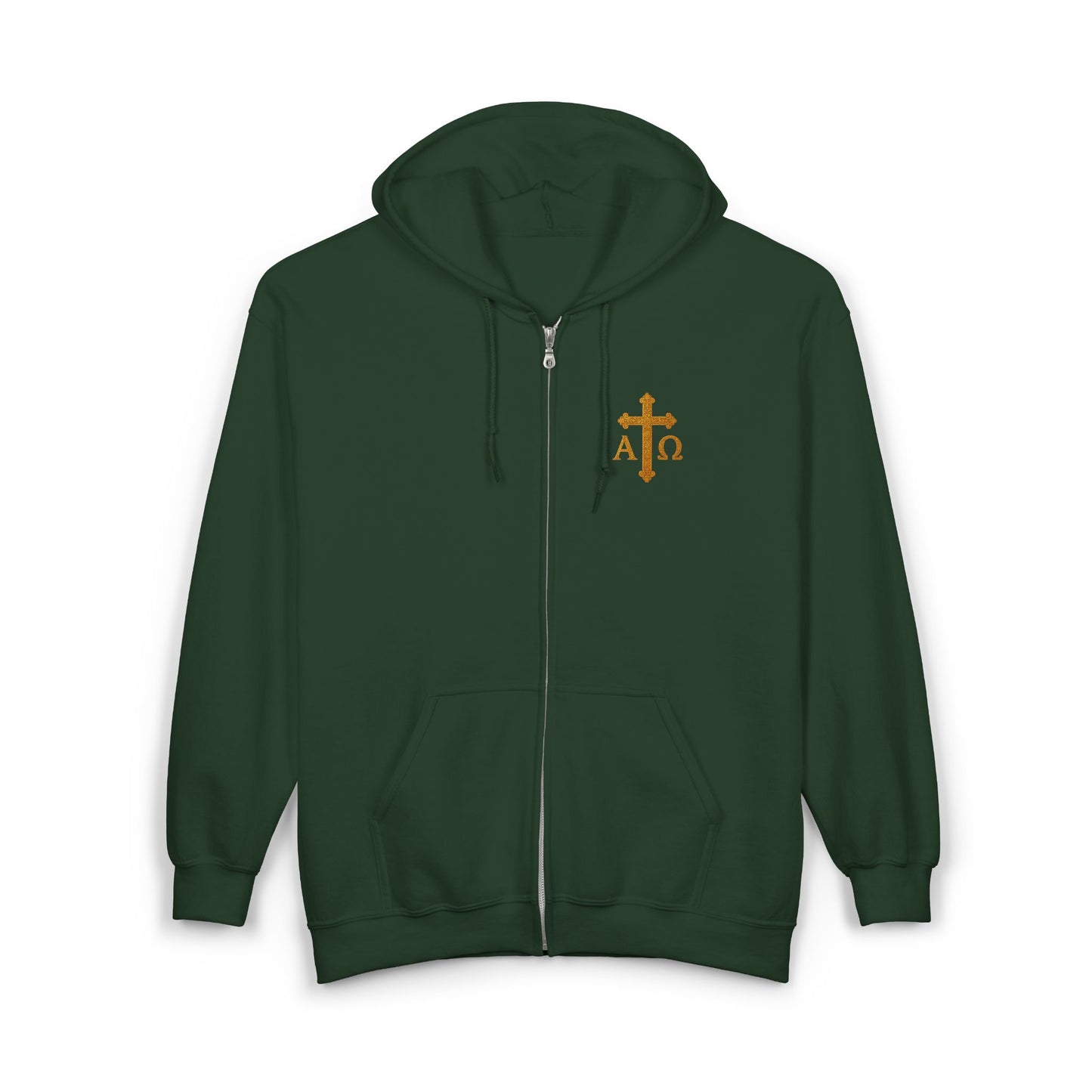 Men’s Alpha & Omega Zip-Up Hoodie – Spiritual Strength & Comfort