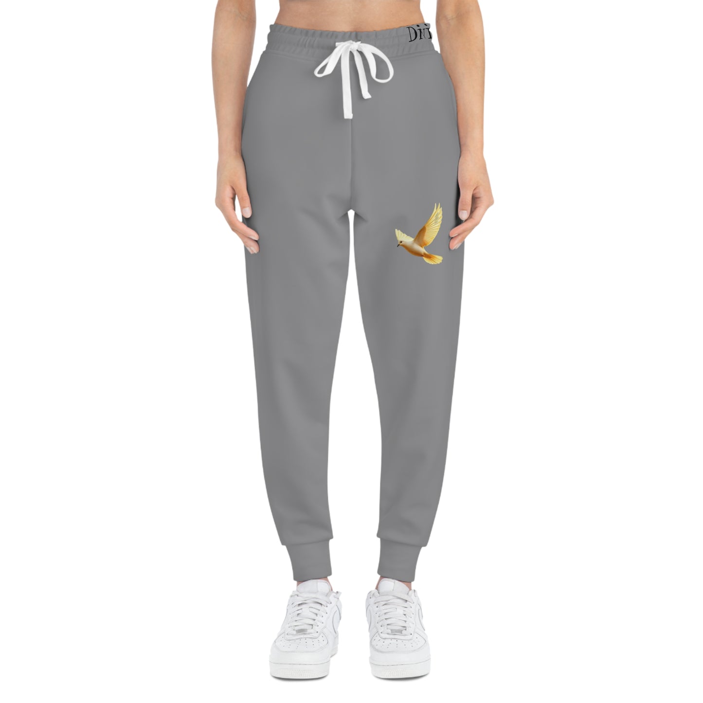 Peaceful Spirit Women's Jogging Pants in Grey with Dove in Flight Design
