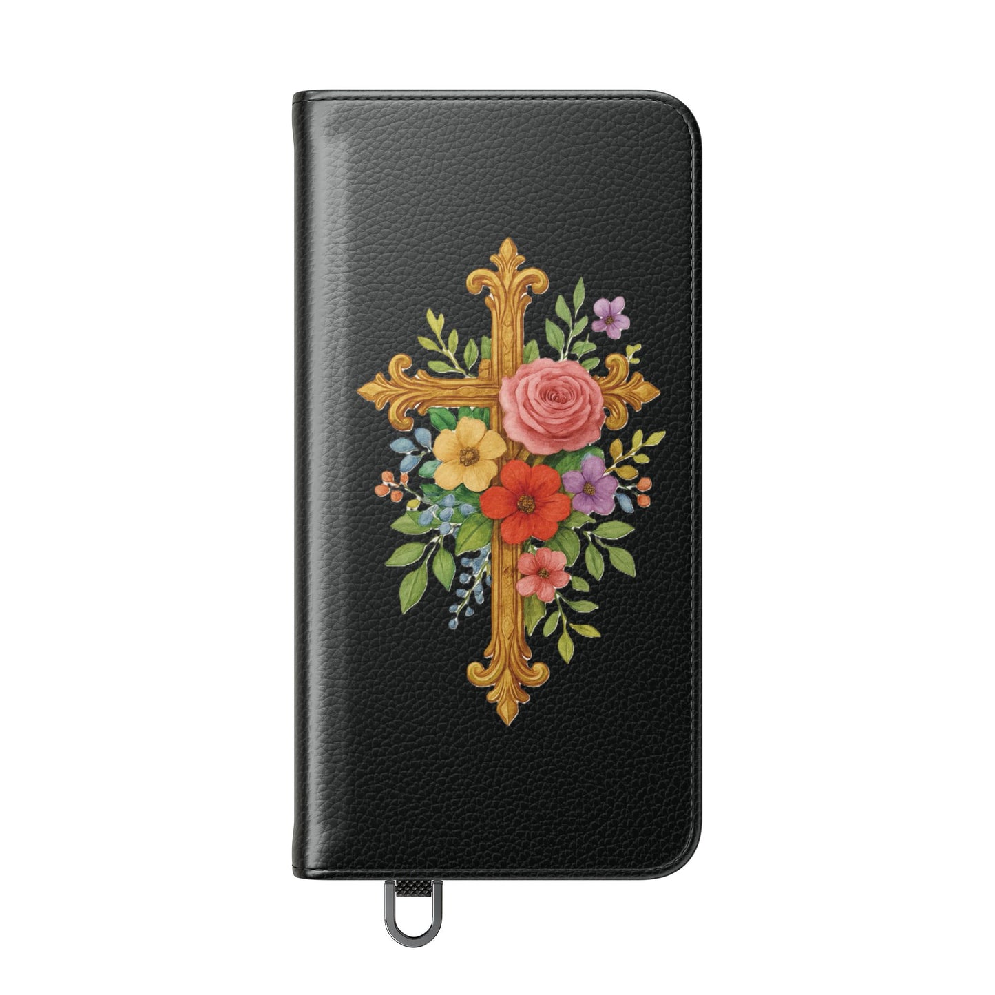 Floral Cross Wallet (black) Case for Samsung– Faith in Bloom