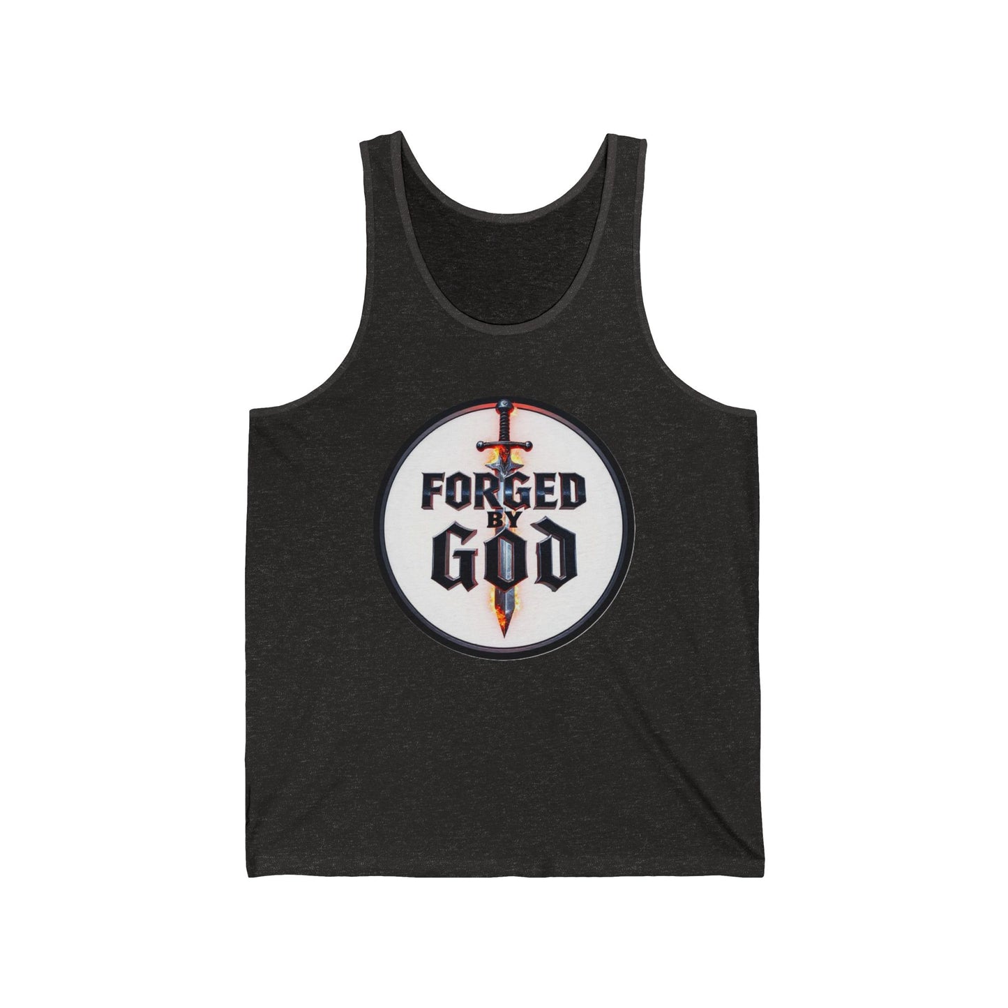 Forged by God Men’s Christian Tank Top – Strength & Faith Apparel