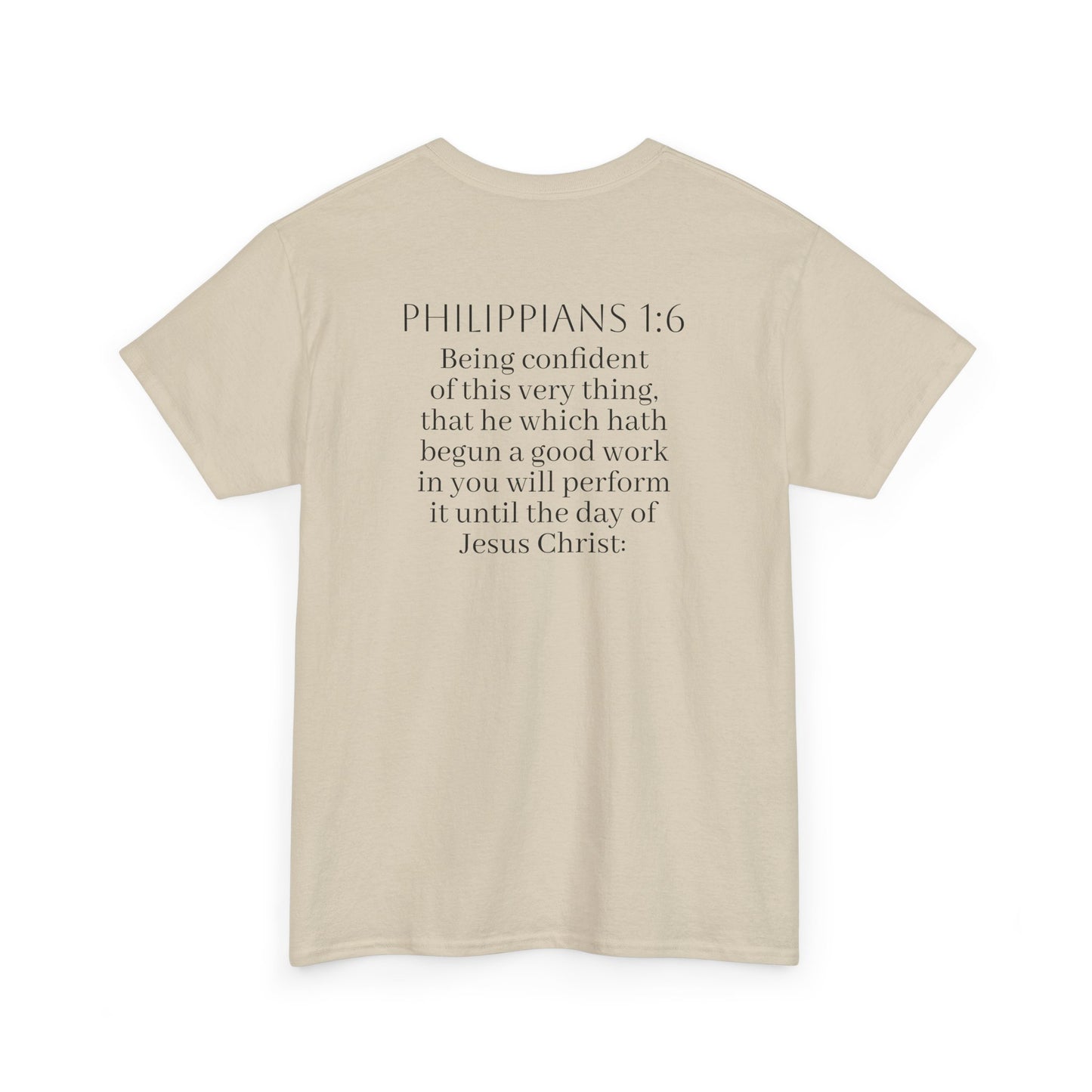 Becoming Men’s Faith Tee – Philippians 1:6 (Dark Lettering)