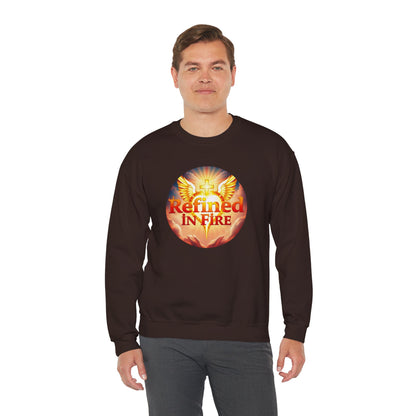 Men’s “Refined in Fire” Christian Sweatshirt – Bold Flame Design Pullover