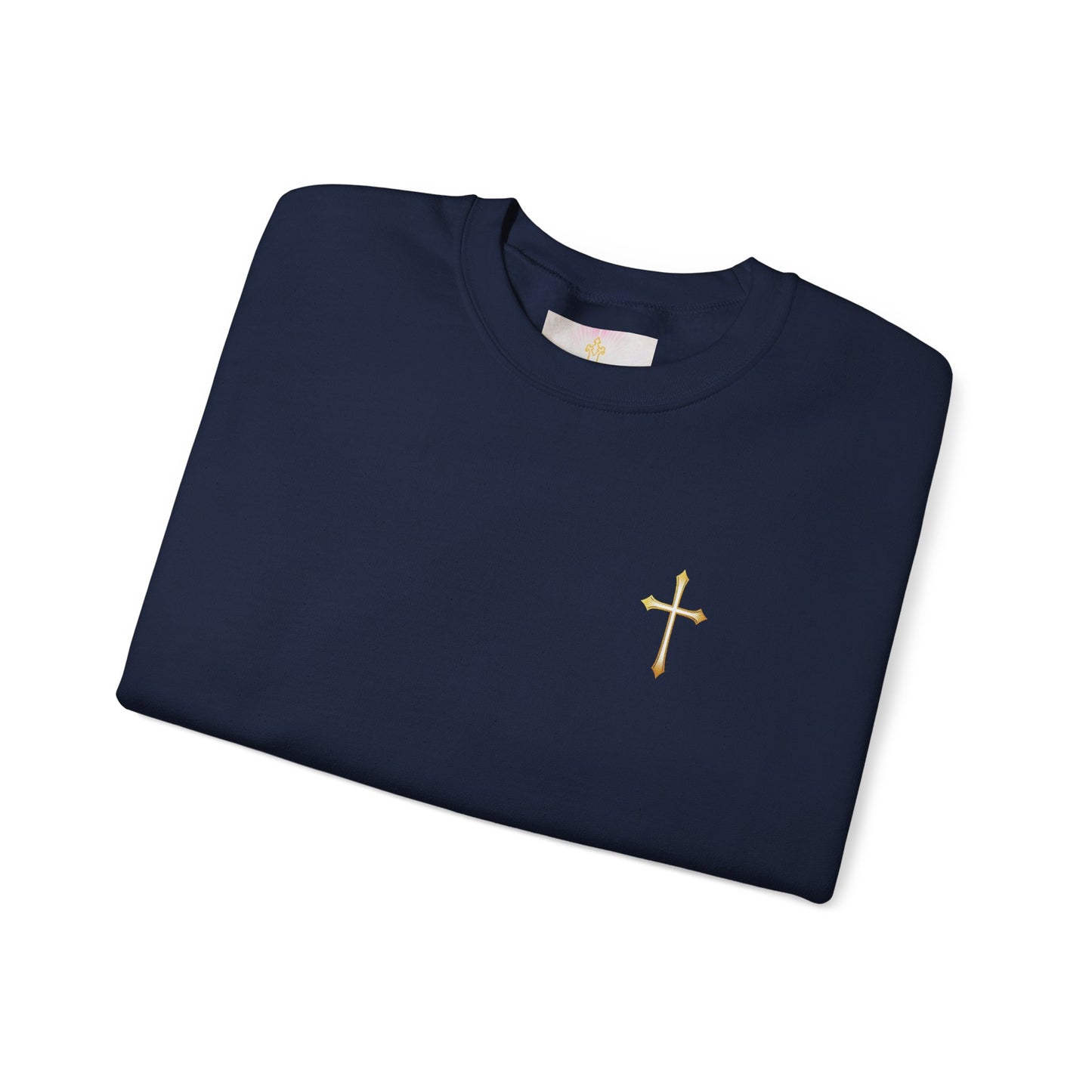 Men’s Elegance w/ Gold Cross Sweatshirt – Subtle Christian Faith Apparel