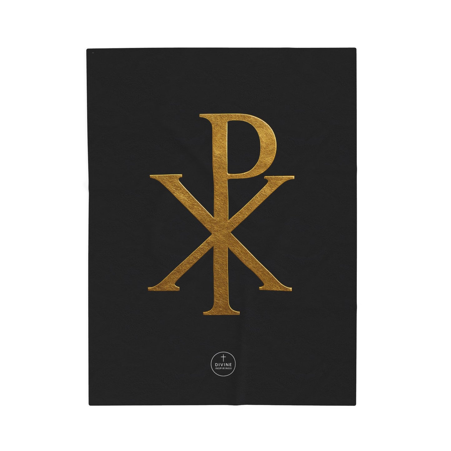Eternal Glory Plush Blanket – Gold Chi Rho on Black