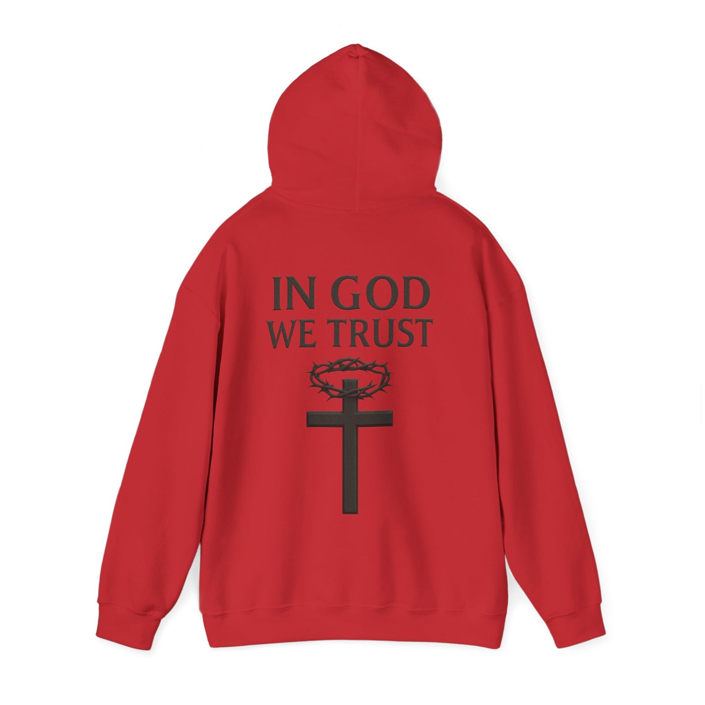 In God We Trust – Men’s Christian Hoodie with Cross & Crown of Thorns