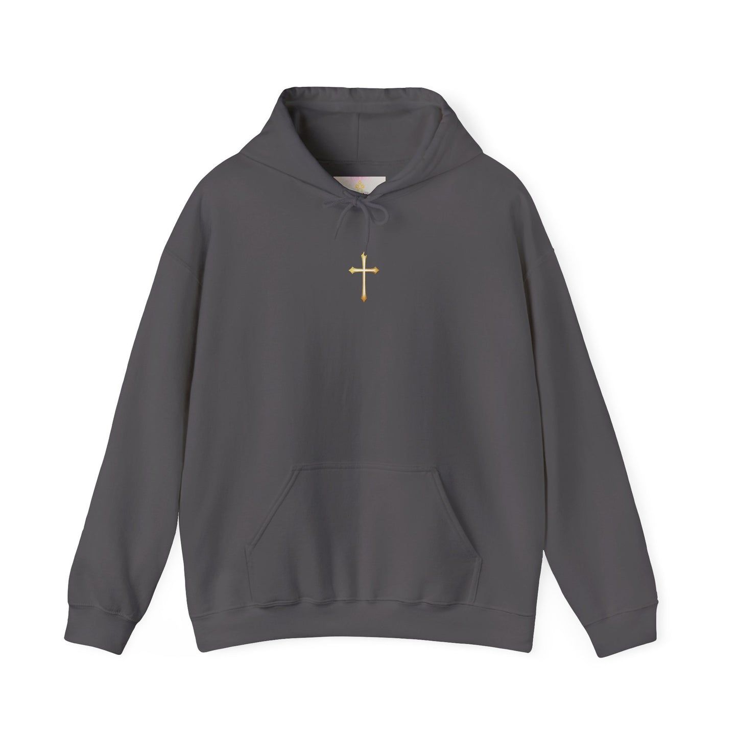 Women’s Gold Cross Hoodie – Christian Faith Hoodie with Front & Back Design
