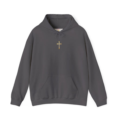 Women’s Gold Cross Hoodie – Christian Faith Hoodie with Front & Back Design