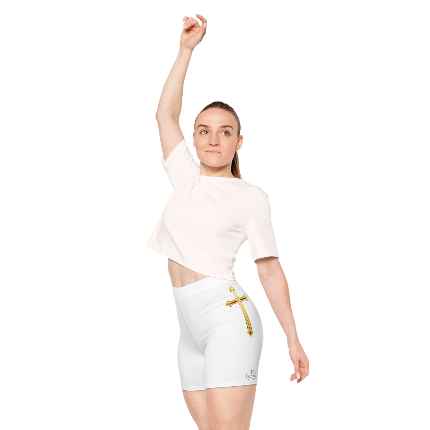 Gold Cross Women’s Biking Shorts – Symbol of Eternal Victory