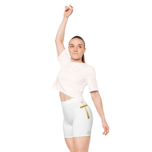 Gold Cross Women’s Biking Shorts – Symbol of Eternal Victory