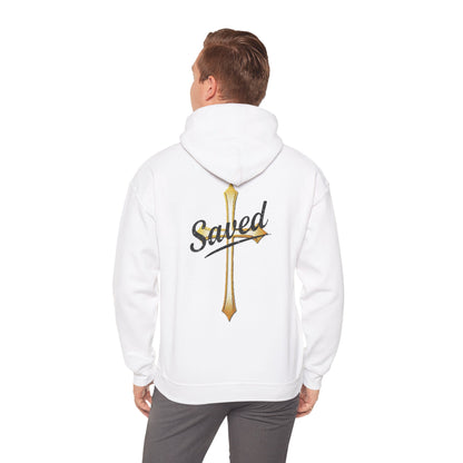 Saved Men’s Hoodie – Christian Faith Hoodie with Cross & John 3:16
