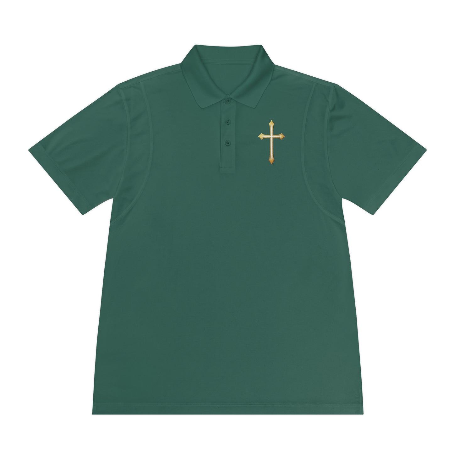 Men’s Modern Gold Cross Polo Shirt – Sleek Faith-Inspired Design