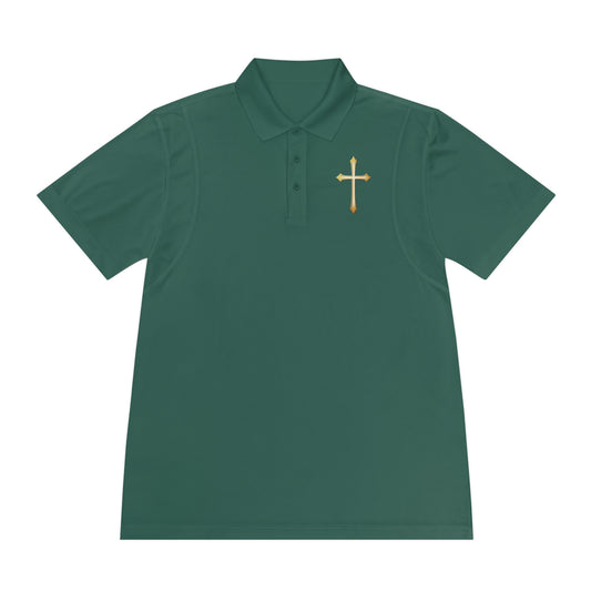 Men’s Modern Gold Cross Polo Shirt – Sleek Faith-Inspired Design