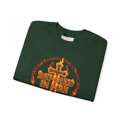 Women’s “Refined in Fire” Christian Sweatshirt – Bold Flame Design Pullover