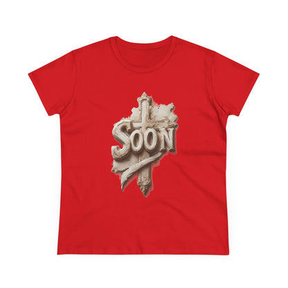 “Soon” Cross Women’s Christian Tee – Bold Faith Made Beautiful