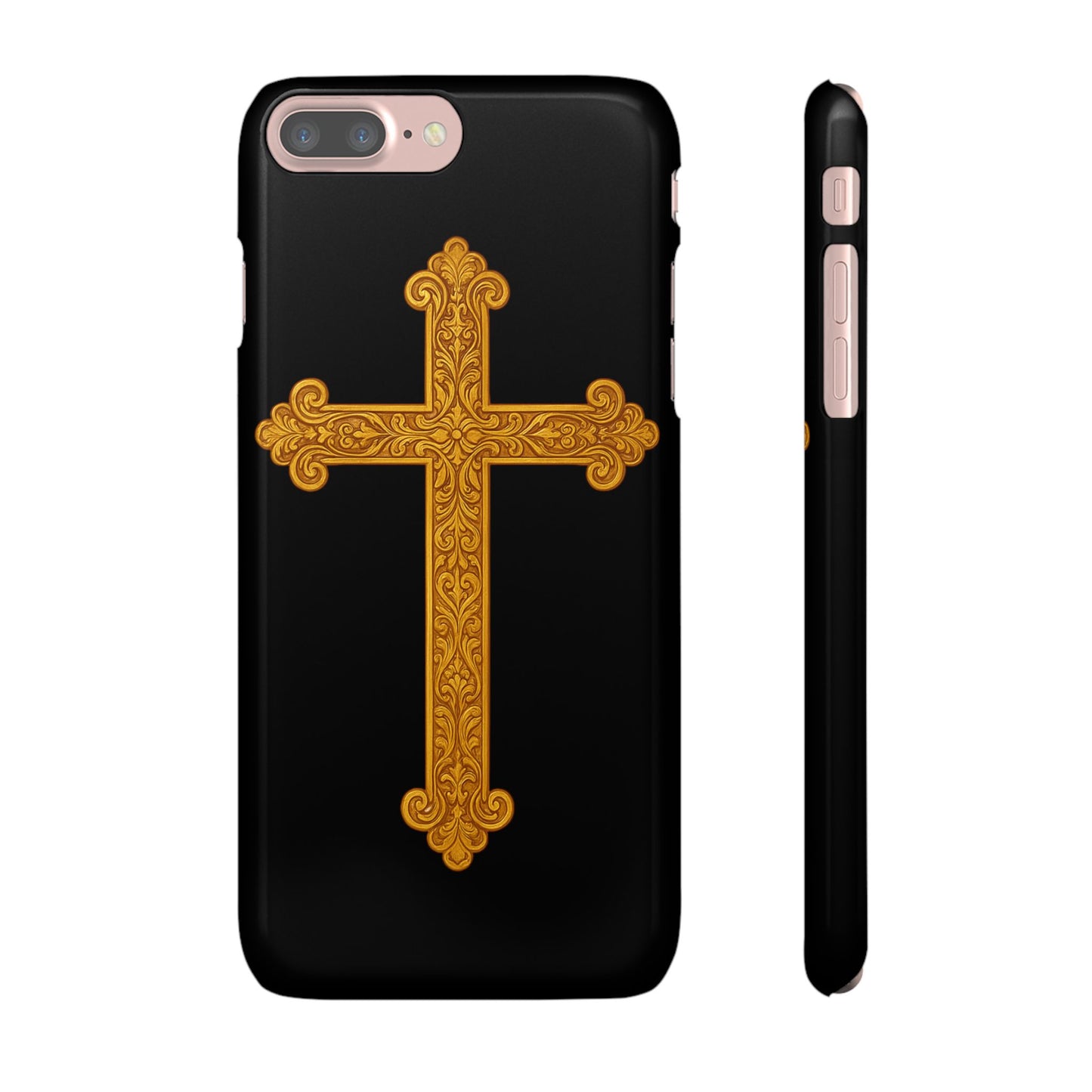Black iPhone Snap Case – Gold Cross Design