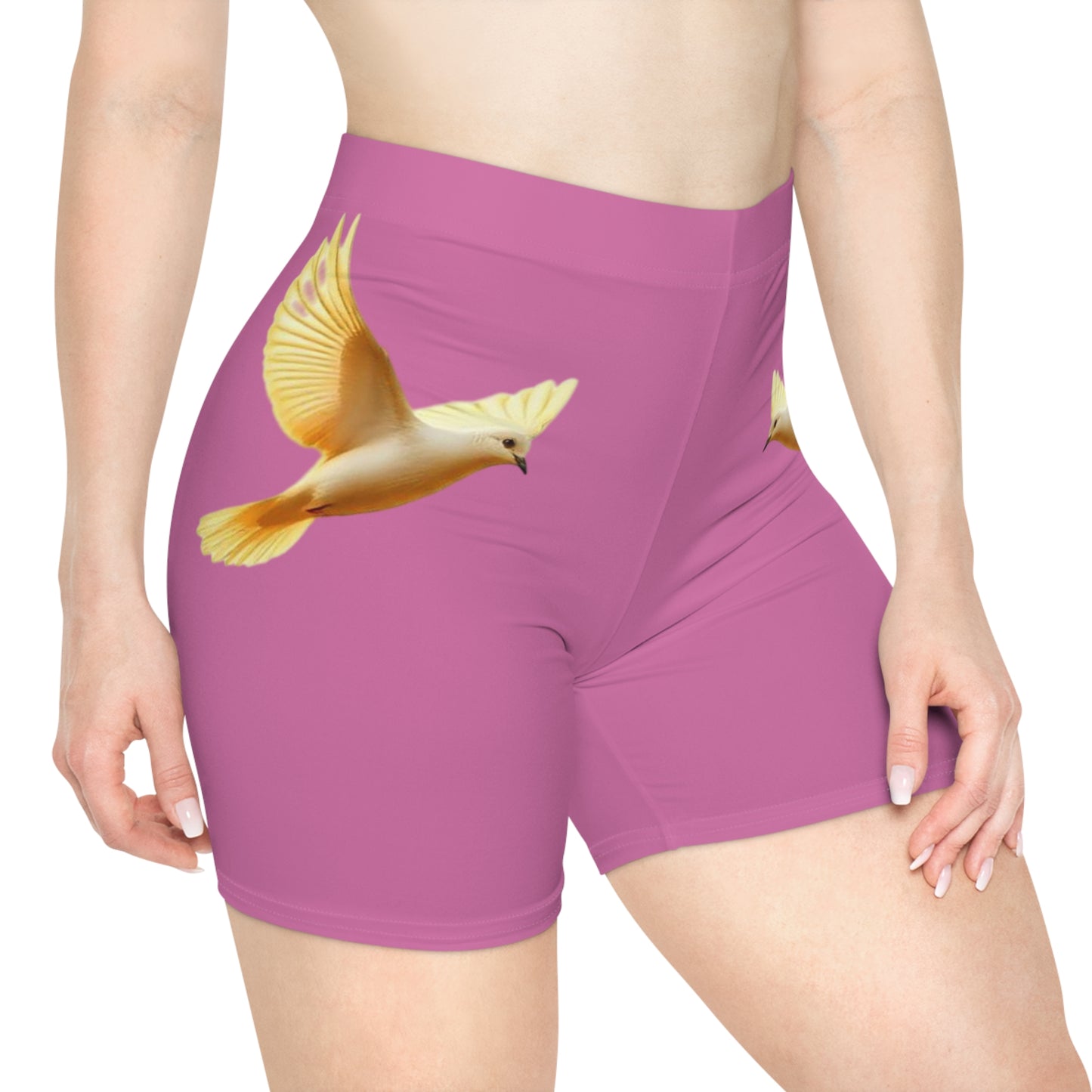 Golden Dove Women’s Biking Shorts in Pink – Spirit of Peace and Power
