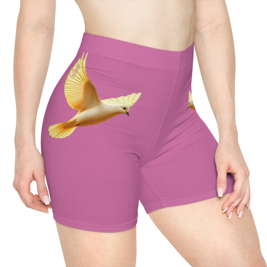 Golden Dove Women’s Biking Shorts in Pink – Spirit of Peace and Power