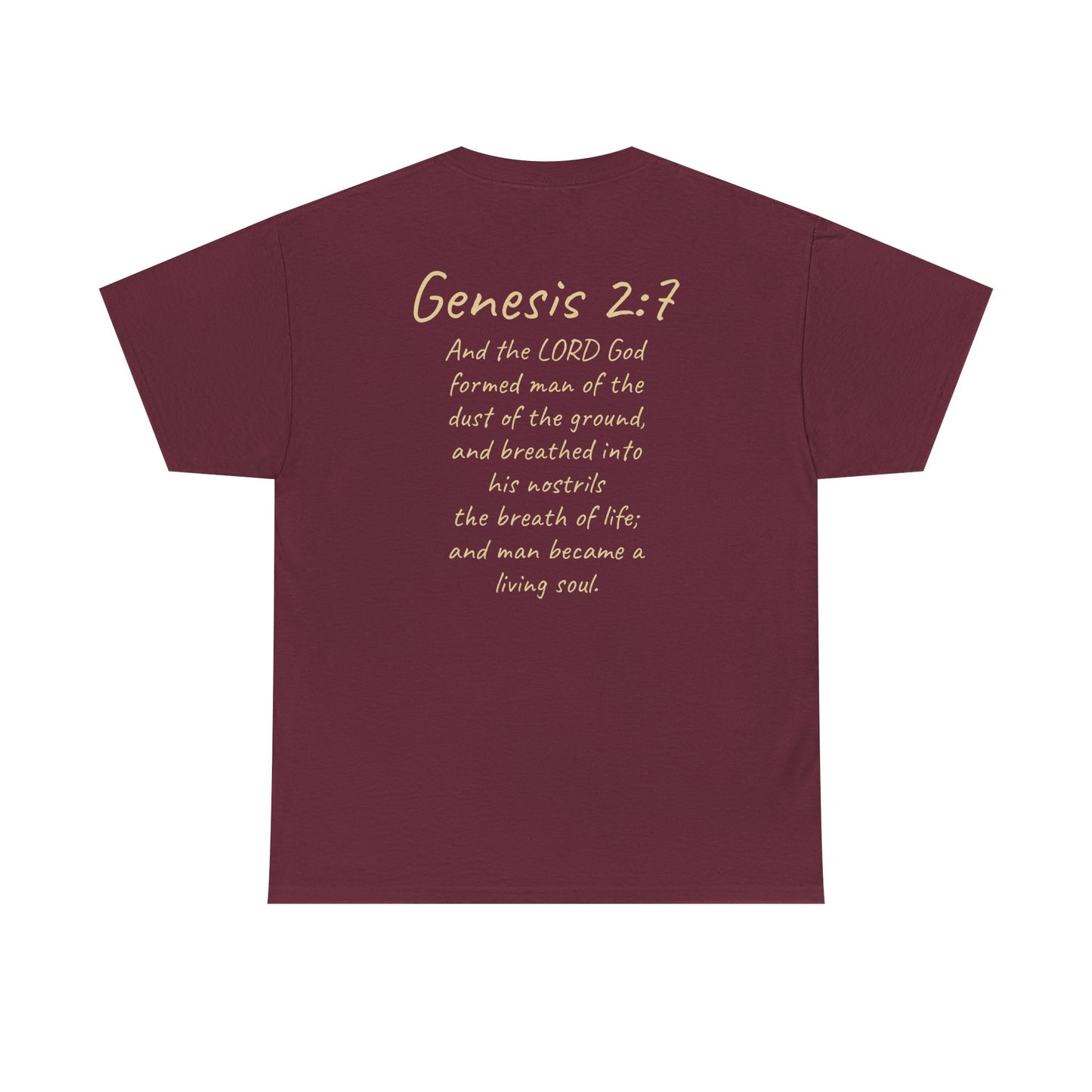 Formed from the Dust | Men’s Christian T-Shirt with Genesis 2:7 (Light Lettering)