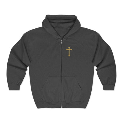 Sanctified Women's Gothic Cross Zip-Up Hoodie – Faith & Comfort