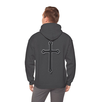Warrior’s Black Cross Men’s Hoodie – Front & Back Christian Apparel | Ephesians 6:11