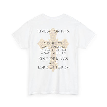 Victory of the Lamb Men’s Christian Tee – Christ is King (Revelation 17:14) (Dark Lettering)